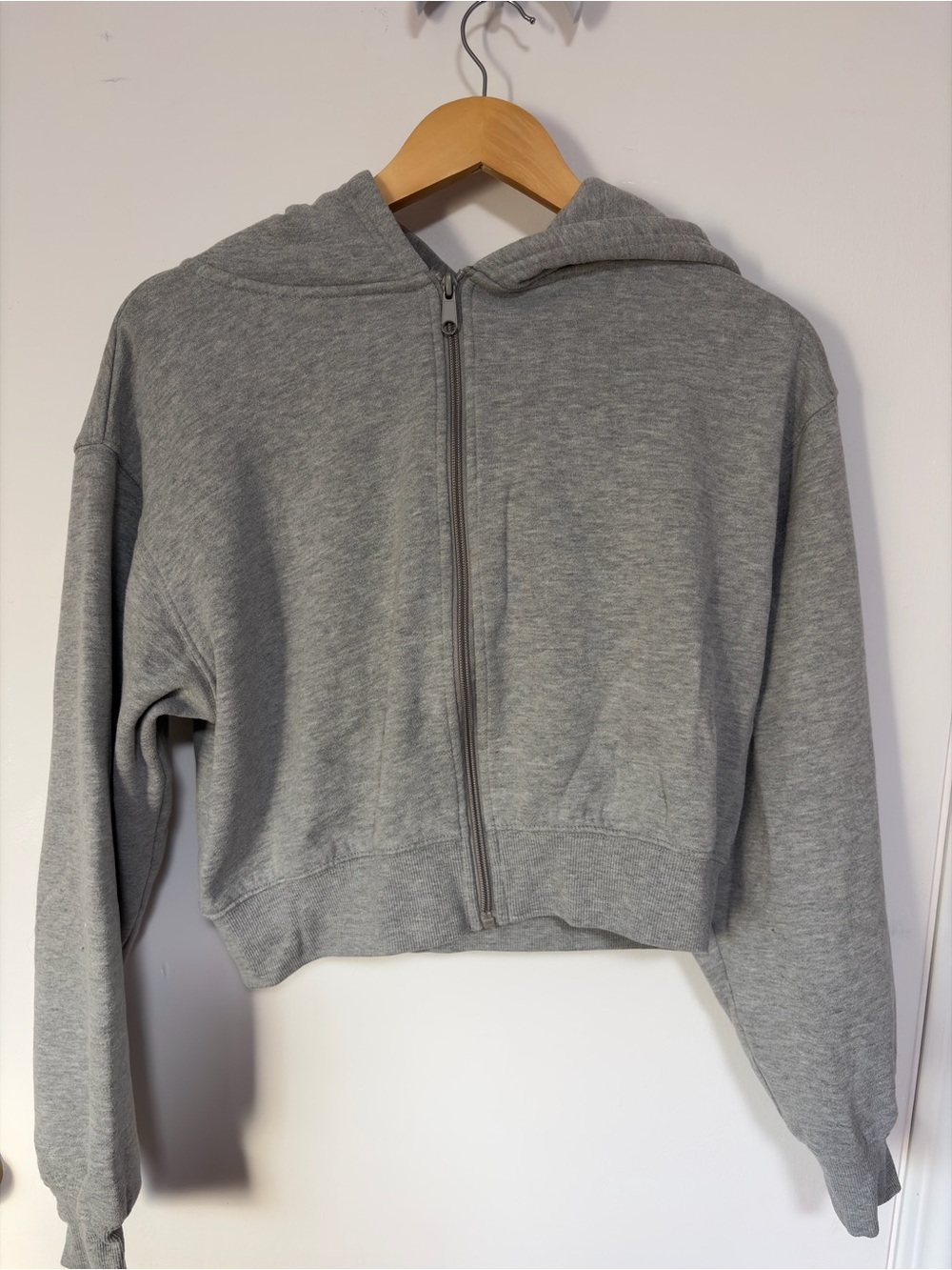 Ardene Grey Cropped Zip-Up Hoodie
